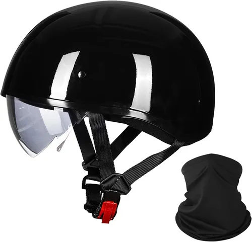 Miniatura 7 de ILM - Casco de motocicleta con protector solar, correa de liberación rápida, media cara, apto para crucero, scooter, DOT aprobado 883V
