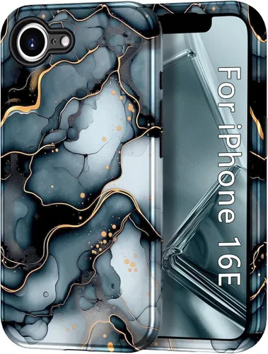 Miniatura 25 de Btscase Funda para iPhone 16e (2025), [probada en caídas de grado militar] Diseño de patrón de mármol delgado, resistente, a prueba de golpes