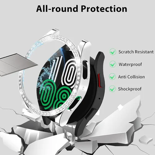 Miniatura 5 de Paquete de 3 fundas para Galaxy Watch 6 Classic de 1.850 in, funda protectora con marco brillante compatible con Samsung Galaxy Watch 6