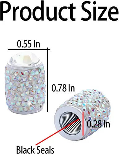 Miniatura 2 de zipelo Tapas de vástago de válvula brillantes, paquete de 4 fundas de válvula de neumático de automóvil con diamantes de imitación, tapa a prueba