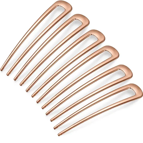 Miniatura 8 de WILLBOND 6 horquillas francesas para el cabello para mujer, horquillas de metal de 4 pulgadas, en forma de U, 2 puntas, horquilla para el peinado
