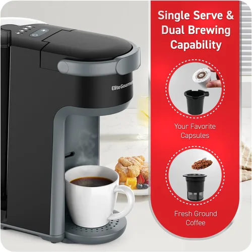 Miniatura 2 de Elite Gourmet EHC323 - Cafetera de cápsulas 2 en 1 con tecnología de preparación rápida, capacidad de preparación de 6 ~ 12 onzas, K-Cups y molidos