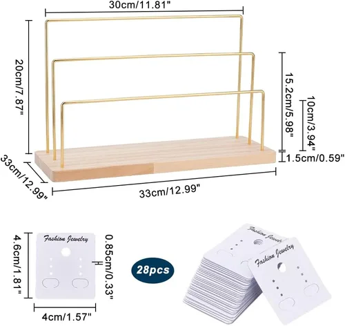 Miniatura 4 de PH PandaHall Soporte organizador de aretes de 3 niveles, soporte para aretes de aro colgante, exhibición de almacenamiento, joyería al por menor