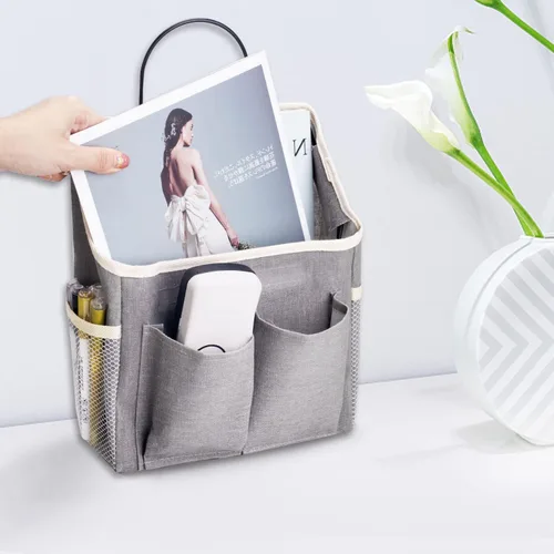 Miniatura 7 de LYroo Paquete de 2 cestas organizadoras para colgar en la pared con bolsillos para baño, dormitorio, cocina, dormitorio, artículos esenciales