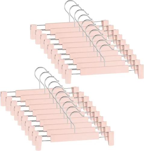 Miniatura 12 de Paquete de 30 perchas para pantalones con clips antideslizantes ajustables, gancho para colgar pantalones, faldas, jeans, perchas de ropa