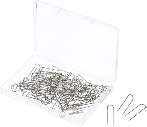 Miniatura 7 de PATIKIL U-Pins, paquete de 50 pines de horquilla de bloqueo de aguja de acero para costura de tela artesanal, color plateado