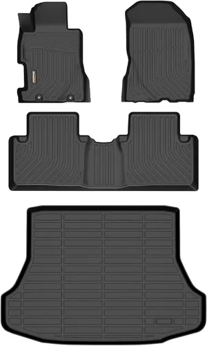 Miniatura 50 de Alfombrillas para todo tipo de clima y forro de carga para Volkswagen Atlas 2018-2025 (asiento de cubo de 6 pasajeros), juego completo de 3 filas