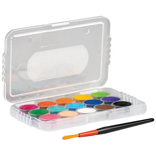 Miniatura 6 de Prang - Juego de acuarelas mini, (paquete grande de 24) bandeja de paleta y pincel, 15 colores surtidos, recuerdos para fiestas de arte, premios