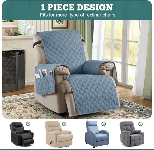 Miniatura 3 de Ruaozz Funda para Silla Reclinable 100% Impermeable Antideslizante de Tamaño Grande Funda Reclinable para Silla Reclinable Grande Funda de Asiento