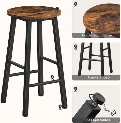 Miniatura 10 de HOOBRO Taburetes de bar, taburetes de bar, juego de 2, taburetes de bar de altura de mostrador, taburetes de bar de 24.8 pulgadas para isla