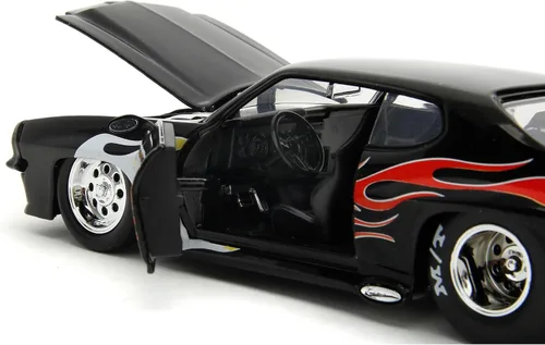 Miniatura 3 de 1971 Pontiac GTO Negro con Gráficos de Llama Bigtime Muscle Series 1/24 Diecast Model Car 35022