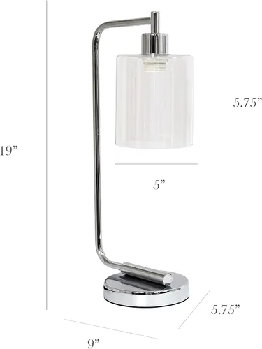 Miniatura 5 de Simple Designs LD1036-CHR Bronson Lámpara de Mesa de Linterna de Hierro Industrial Estilo Antiguo para Escritorio y Mesita de Noche con Pantalla