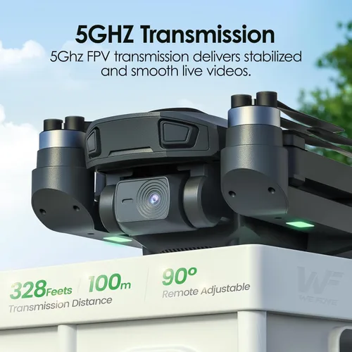 Miniatura 2 de WeFone WF20 Drone con cámara FPV 1080P para principiantes, cuadricóptero RC plegable con motor sin escobillas, modo sin cabeza, velocidad ajustable