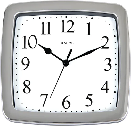JUSTIME Reloj de pared cuadrado resistente al agua de 8.5 pulgadas para baño, cocina, barco, caravana, silencioso, sin tictac, funciona con pilas,