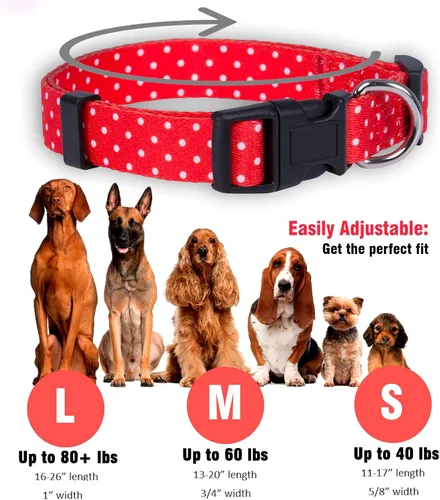 Miniatura 3 de Native Pup Collar de perro con lunares, ajustable para perros pequeños, medianos y grandes, tela bonita para niños y niñas