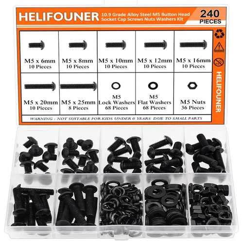 Miniatura 23 de HELIFOUNER 560 piezas M3 x 0.157 in, 0.236 in, 0.315 in, 0.394 in, 0.472 in, 0.630 in, 0.787 in, cabeza hexagonal, tornillos, arandelas, tuercas