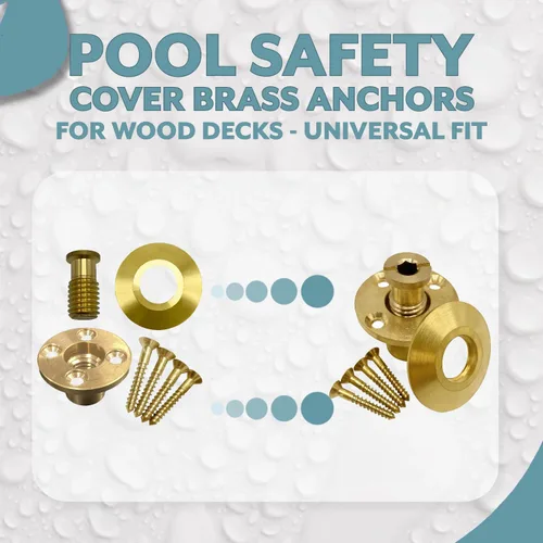 Miniatura 5 de Bargain Brass Poolzilla - Cubierta de seguridad para piscina, anclaje de latón con collar para cubiertas de madera, paquete de 25 unidades, ajuste