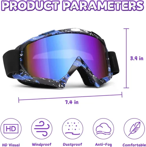Miniatura 3 de Gafas para Dirt Bike, Paquete de 2 Gafas de Esquí y Gafas para ATV para Motocicleta, MX, Deportes de Motor - Hombres, Mujeres, Adultos, Jóvenes