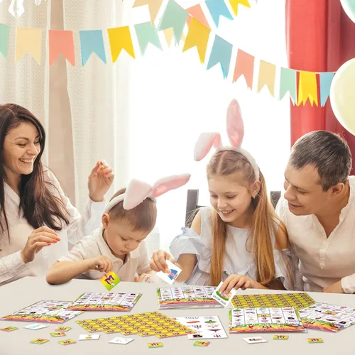 Miniatura 5 de Shappy Juego de 39 tarjetas de bingo de Pascua para niños y adultos, 28 jugadores, He is Risen, juego de fiesta, tarjetas de bingo bíblicas