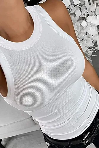 Miniatura 3 de 2 piezas de camisetas sin mangas para mujer, blusas básicas de verano sin mangas, cuello alto, blusas ajustadas