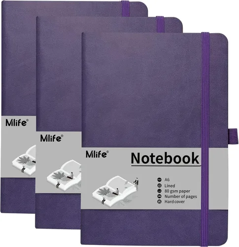 Miniatura 19 de Cuaderno pequeño A6, cuaderno de bolsillo forrado con soporte para bolígrafo, mini cuaderno de tapa dura, 192 páginas, 3.9 x 5.5 pulgadas Jurnal Azul