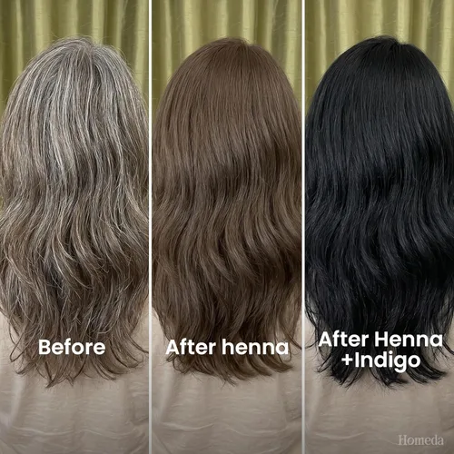 Miniatura 2 de Polvo índigo orgánico y negro de henna en polvo para el cabello (7 oz - 3.5 oz cada uno) - Índigo de henna natural para tinte de cabello