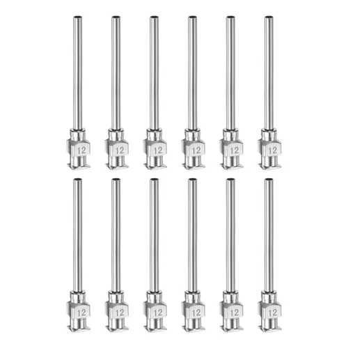 Miniatura 18 de HARFINGTON 12 agujas dispensadoras de acero inoxidable calibre 17, 1 1/2 pulgadas, tubo de aguja de pegamento de metal, puntas romas, Luer Lock