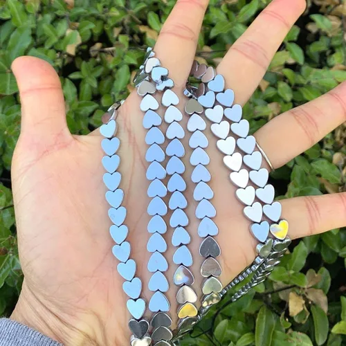 Miniatura 3 de Cuentas sueltas de corazón de cuarzo de cristal genuino para aretes de madera de cristal de perla, pulsera, collar, tobillera colgante, llavero