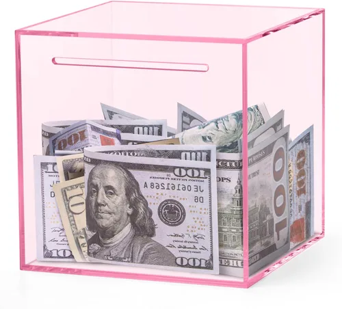 Miniatura 13 de alcancía de acrílico transparente de 15 cm para adultos y niños, caja de ahorro de dinero transparente que debe romperse para abrir, alcancía