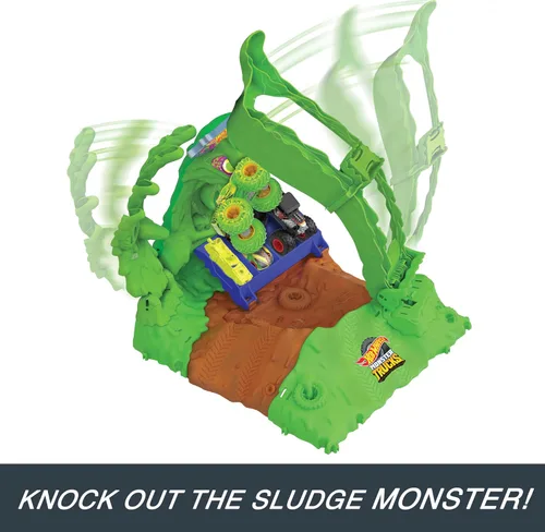 Miniatura 5 de Hot Wheels Monster Trucks Arena Smashers - Juego de Gunkster que brilla en la oscuridad con 1 camión de juguete Gunkster que brilla en la oscuridad
