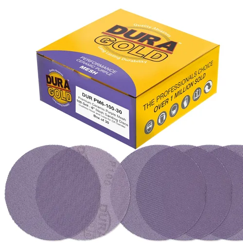 Miniatura 9 de Dura-Gold Discos de lijado de malla de cerámica púrpura de grano 120 de 6 pulgadas, caja de 30 – Papel de lija sin polvo con respaldo de gancho