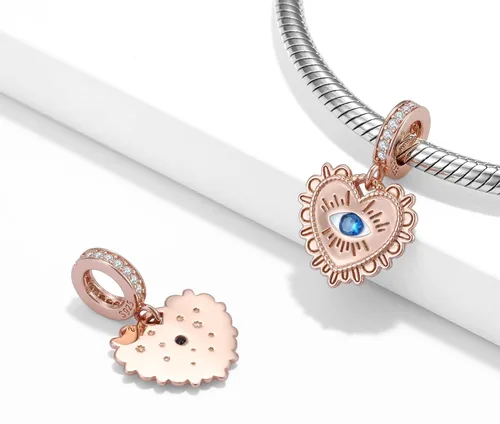 Miniatura 4 de Dijes de cuentas de mal de ojo azul para pulseras Pandora de plata de ley 925, dijes de la suerte, cuentas de regalo para mujer