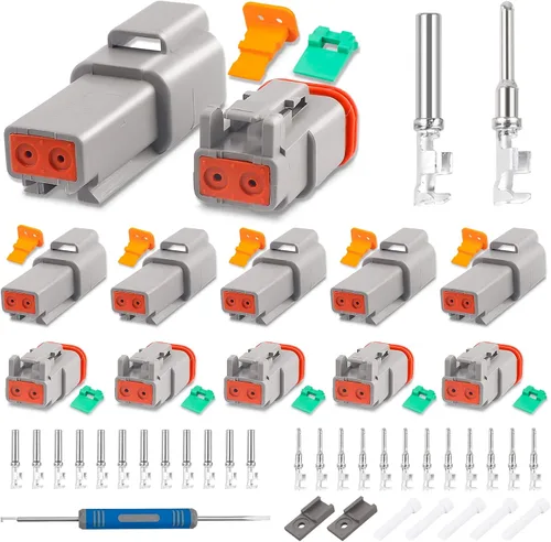 Miniatura 9 de JRready ST6327-12 Deutsch Kit de conectores DT de 12 pines, conectores DT impermeables grises de 12 pines (5 juegos), tamaño 16 contactos estampados