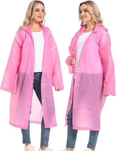Miniatura 67 de 2 abrigos de lluvia de Borogo para adultos, chaquetas de lluvia reutilizables para hombres y mujeres