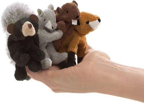 Miniatura 2 de Folkmanis Woodland Animal Finger Puppet Set, multicolor, 8" (2769)
