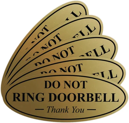 Miniatura 40 de All Quality Cartel de agradecimiento ovalado con texto en inglés «Do not Ring DOORBELL», color negro, pequeño, 1 paquete