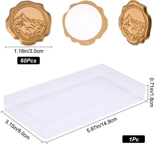 Miniatura 2 de CRASPIRE 60 calcomanías adhesivas de cera para sellar – Sello de montaña autoadhesivo dorado vintage calcomanías para sobres para tarjetas