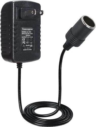 Convertidor de CA a CC de 12 V 24 W, enchufe para encendedor de cigarrillos de automóvil, 100-240V a 12V 2A AC/DC adaptador de alimentación