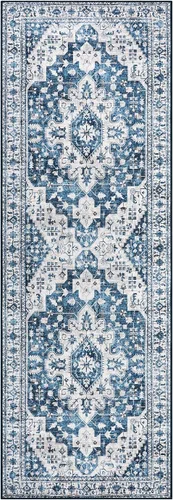 Miniatura 8 de Moynesa Alfombra de pasillo lavable ultrafina – 2 x 6 pies, color azul, alfombra de lavandería lavable, alfombras de pasillo para cocina, alfombra