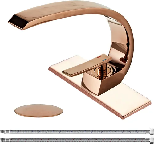 Miniatura 13 de grifo de mando único para lavabo, cromo y níquel cepillado o bronce aceitado, diseño de cascada, grifo mezclador