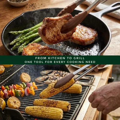 Miniatura 7 de Pinzas de cocina de madera de nogal – Pinzas de madera antiadherentes seguras para ensalada y parrilla de 12 pulgadas para cocinar, servir, asar