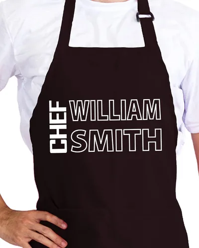 Delantal de chef personalizado con nombre – Delantal personalizado para hombres, regalo de cocina de barbacoa para papá, marido o abuelo – Delantal