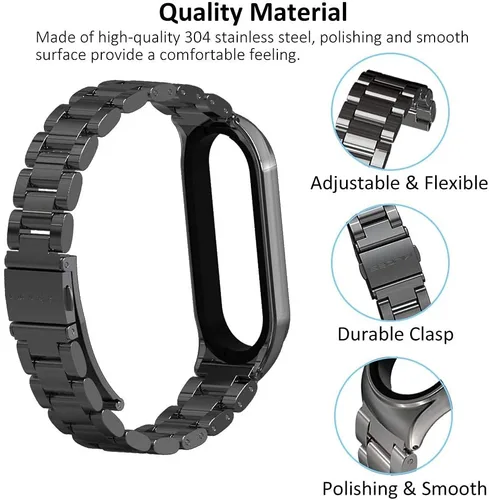Miniatura 4 de Mi Band 6 Mi Band 5 Correa para Xiaomi Mi Band 4 3, Correa de reloj de acero inoxidable Pulsera de repuesto de metal para Mi Smart Band 6