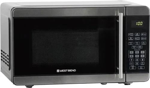 Horno microondas West Bend de 700 vatios, diseño compacto de encimera con 6 configuraciones precocinadas, descongelamiento rápido, panel de control