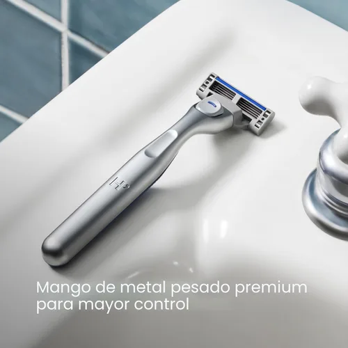 Miniatura 7 de Harry's Kit de afeitado Plus para hombres, mango premium, 5 cartuchos de hoja de afeitar, gel de afeitado espumoso y cubierta de hoja de viaje, Tide