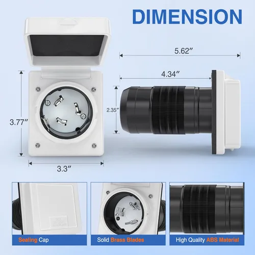 Miniatura 3 de Nilight Kit de entrada y salida de alimentación de 50 amperios para RV con protector de cable de arranque, ETL listado, 125/250V, NEMA SS2-50P Combo