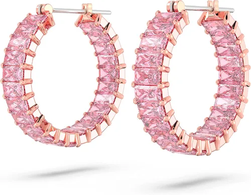 Miniatura 3 de Swarovski Matrix Crystal Hoop Earrings, Blue and Clear Crystals, Rhodium Finish