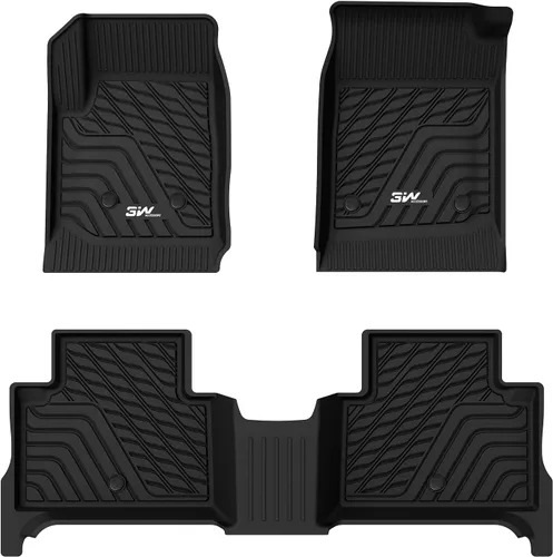 3W Alfombrillas para 2015-2022 Chevy Colorado Crew Cab/GMC Canyon Crew Cab, Alfombrillas de TPE para todo clima para Chevy Colorado de 1ra y 2da