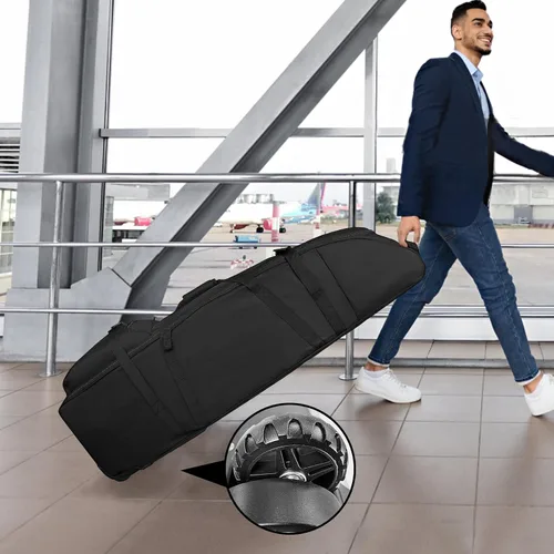 Miniatura 6 de DAFISKY Bolsa de viaje de golf para aerolíneas con ruedas, varilla de soporte ajustable para proteger palos de golf