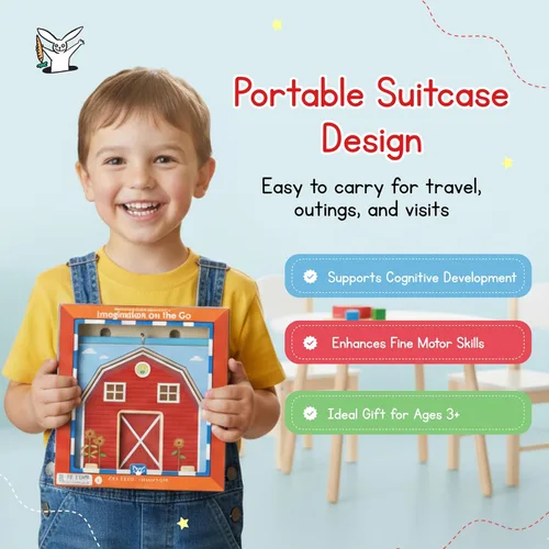 Miniatura 5 de Jack Rabbit Creations Barnyard Suitcase Playset - Juego de granja portátil de 16 piezas - A partir de 3 años